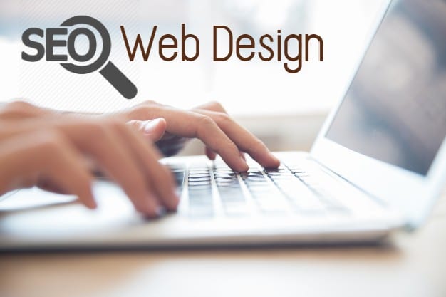 seo web design text on a laptop